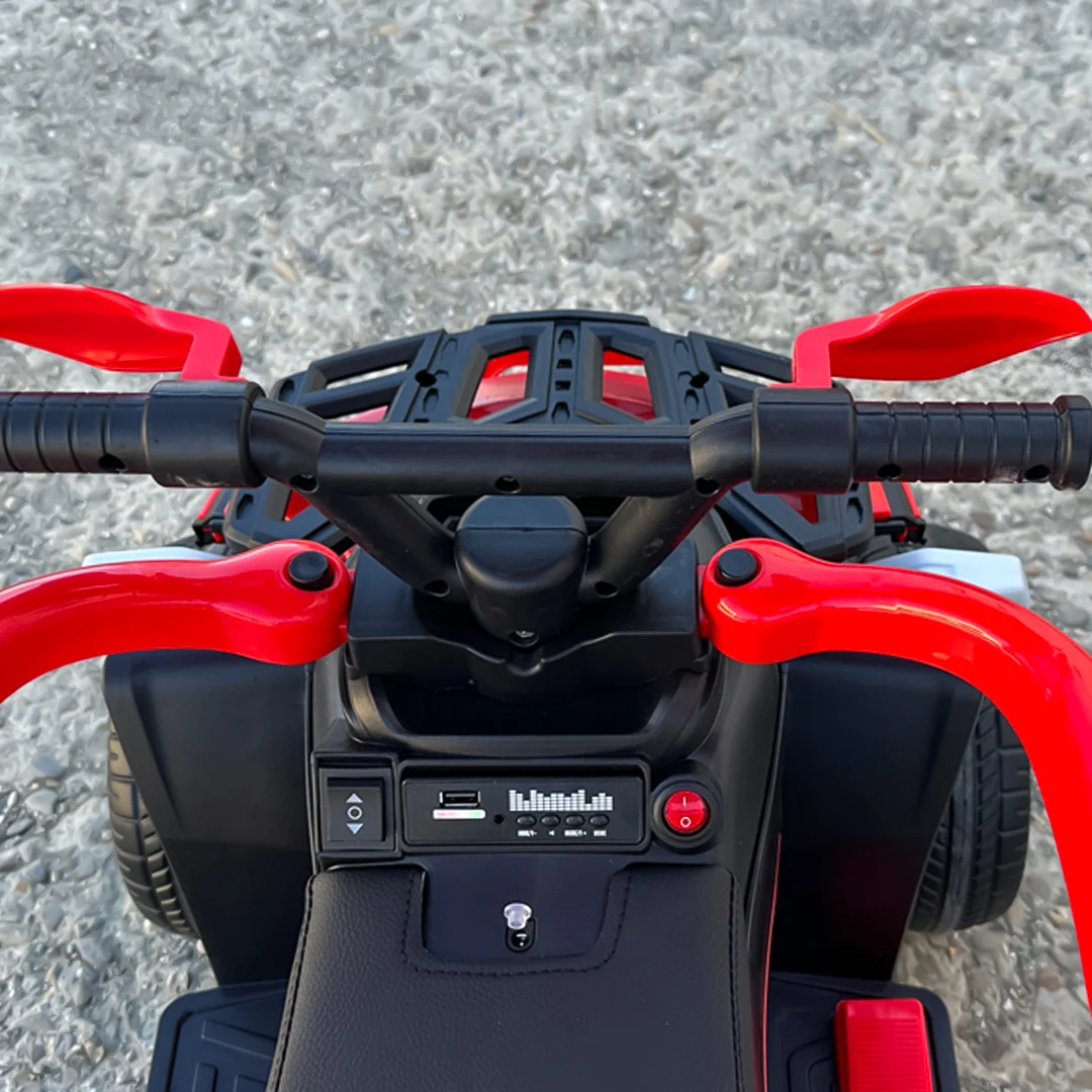 ATV electric Kinderplay Hercules cu maner, pentru copii 1-3 ani, roti moi, scaun tapitat, telecomanda control parental, rosu [17]