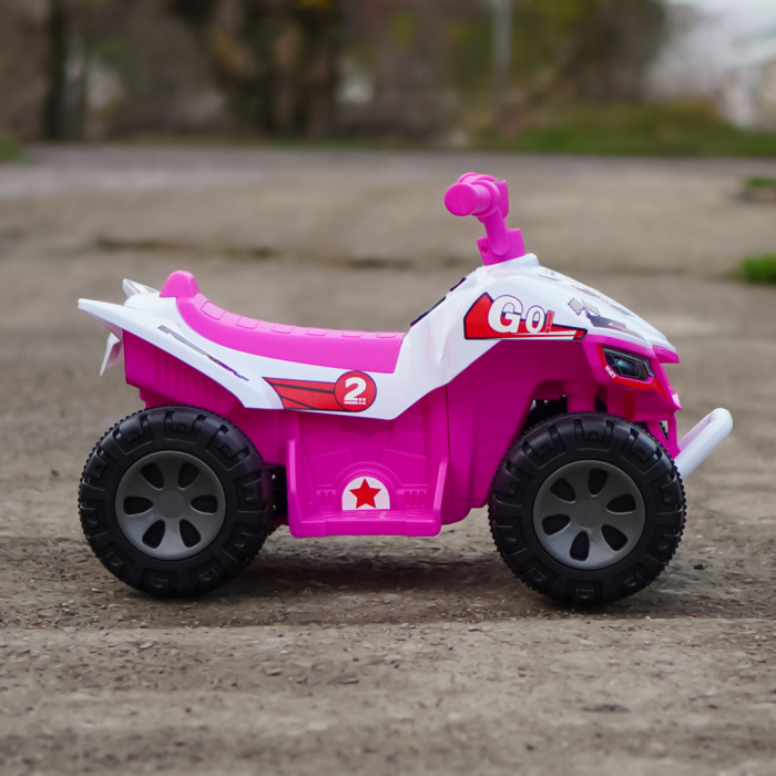 Atv electric pentru copii 18-36 luni, Kinderplay Drift-Rider, 35W 6V, music player, culoare roz [5]