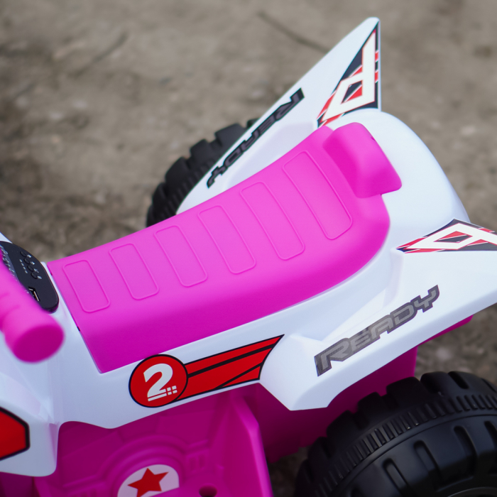 Atv electric pentru copii 18-36 luni, Kinderplay Drift-Rider, 35W 6V, music player, culoare roz [10]