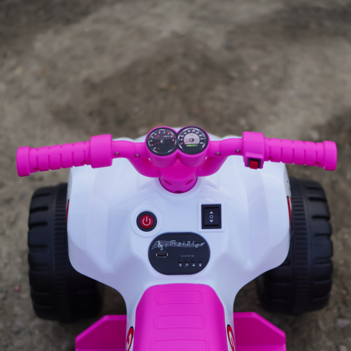 Atv electric pentru copii 18-36 luni, Kinderplay Drift-Rider, 35W 6V, music player, culoare roz [11]