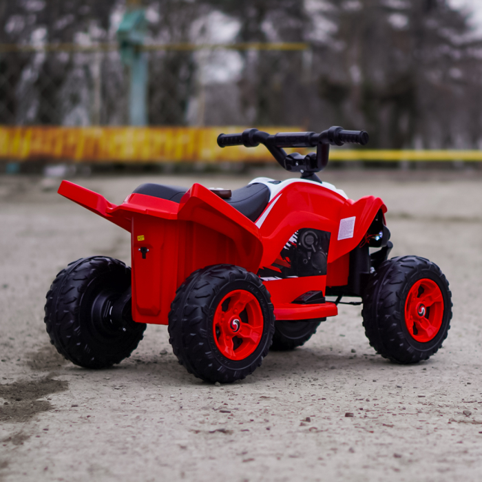 ATV electric pentru copii, Kinderplay Raptor, 80W, 12V, roti moi, telecomanda inclusa, rosu [6]