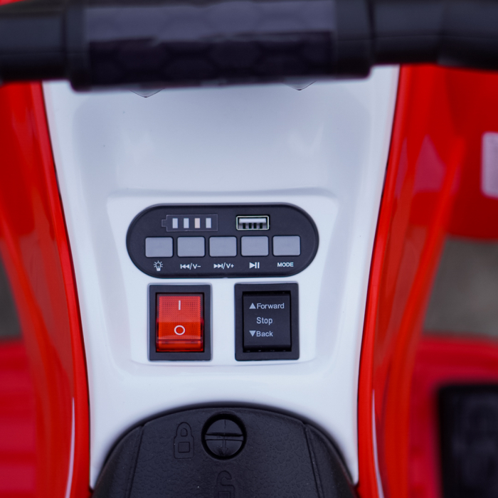 ATV electric pentru copii, Kinderplay Raptor, 80W, 12V, roti moi, telecomanda inclusa, rosu [14]