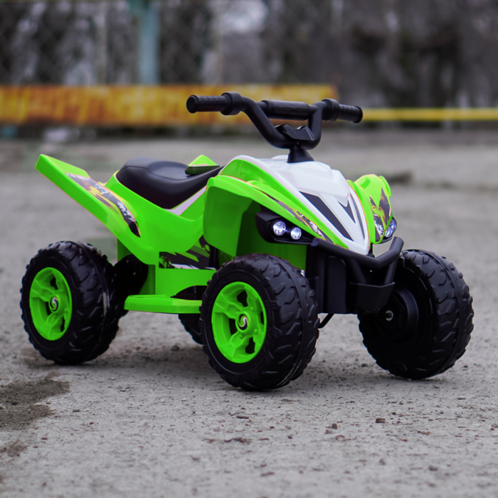 ATV electric pentru copii, Kinderplay Raptor, 80W, 12V, roti moi, telecomanda inclusa, verde [3]