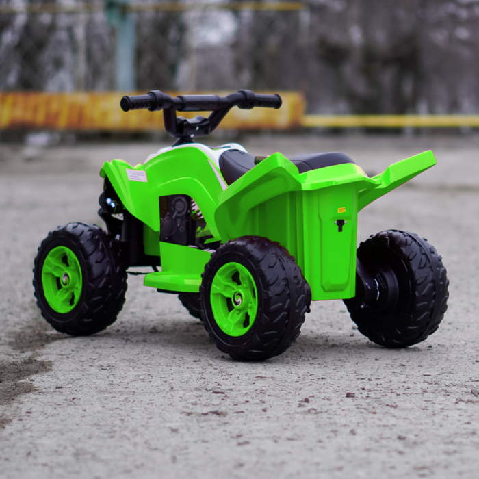 ATV electric pentru copii, Kinderplay Raptor, 80W, 12V, roti moi, telecomanda inclusa, verde [7]
