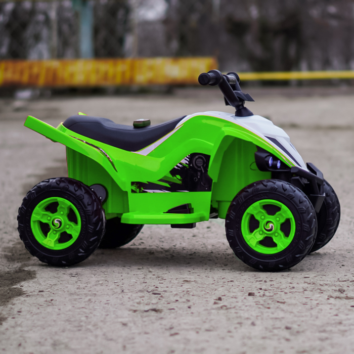 ATV electric pentru copii, Kinderplay Raptor, 80W, 12V, roti moi, telecomanda inclusa, verde [4]