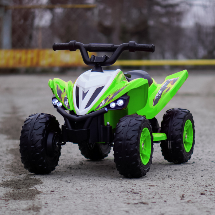 ATV electric pentru copii, Kinderplay Raptor, 80W, 12V, roti moi, telecomanda inclusa, verde [2]
