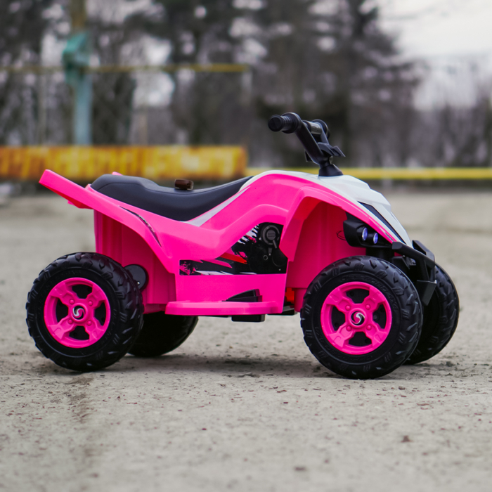 ATV electric pentru fetite, Kinderplay Raptor, 80W, 12V, roti moi, telecomanda inclusa, roz [5]