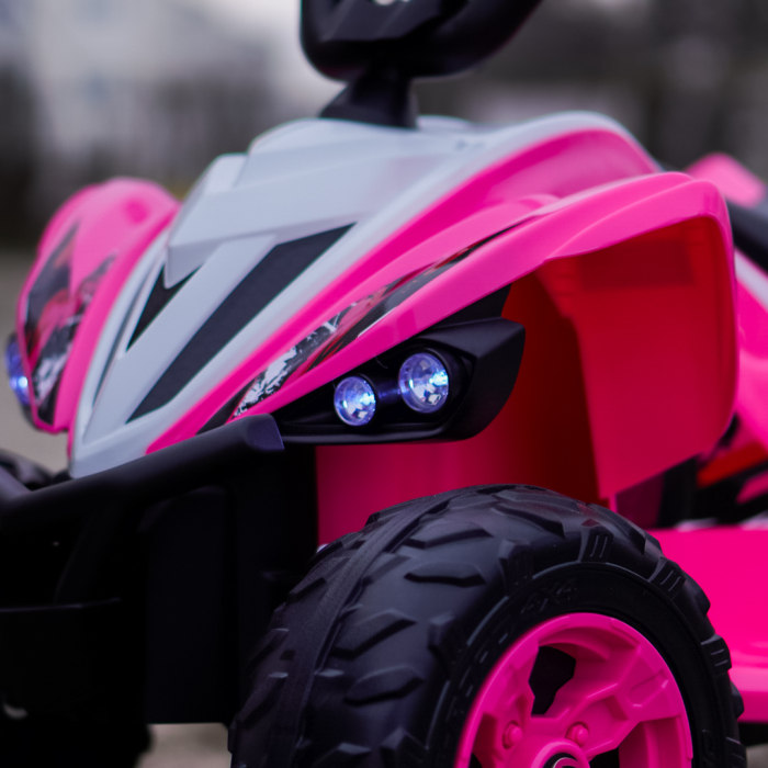 ATV electric pentru fetite, Kinderplay Raptor, 80W, 12V, roti moi, telecomanda inclusa, roz [11]