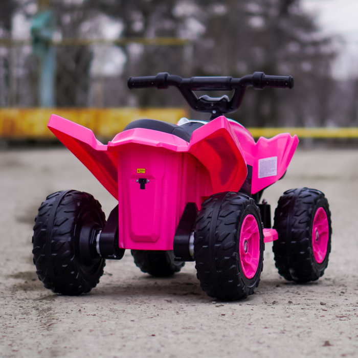 ATV electric pentru fetite, Kinderplay Raptor, 80W, 12V, roti moi, telecomanda inclusa, roz [7]