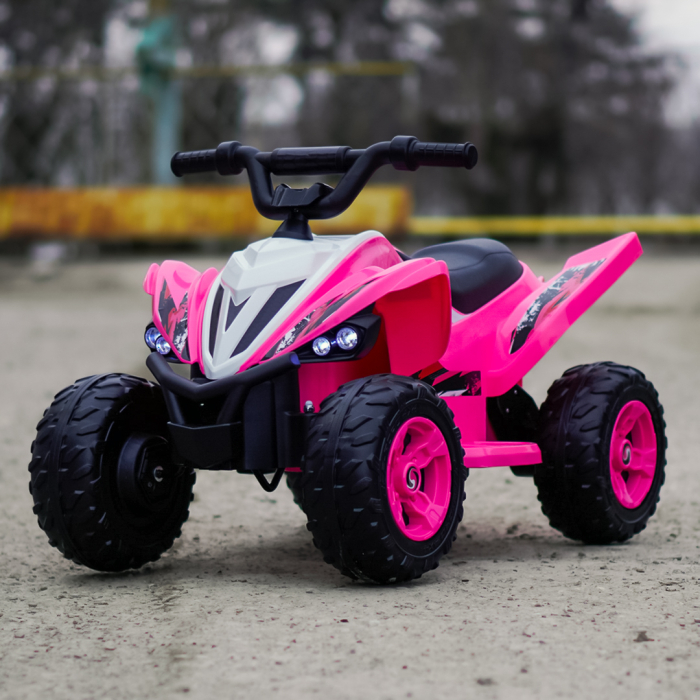ATV electric pentru fetite, Kinderplay Raptor, 80W, 12V, roti moi, telecomanda inclusa, roz [2]