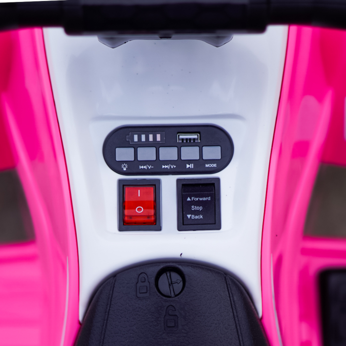 ATV electric pentru fetite, Kinderplay Raptor, 80W, 12V, roti moi, telecomanda inclusa, roz [15]