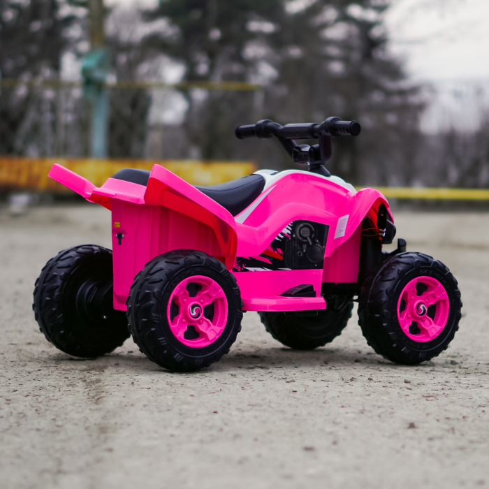 ATV electric pentru fetite, Kinderplay Raptor, 80W, 12V, roti moi, telecomanda inclusa, roz [6]