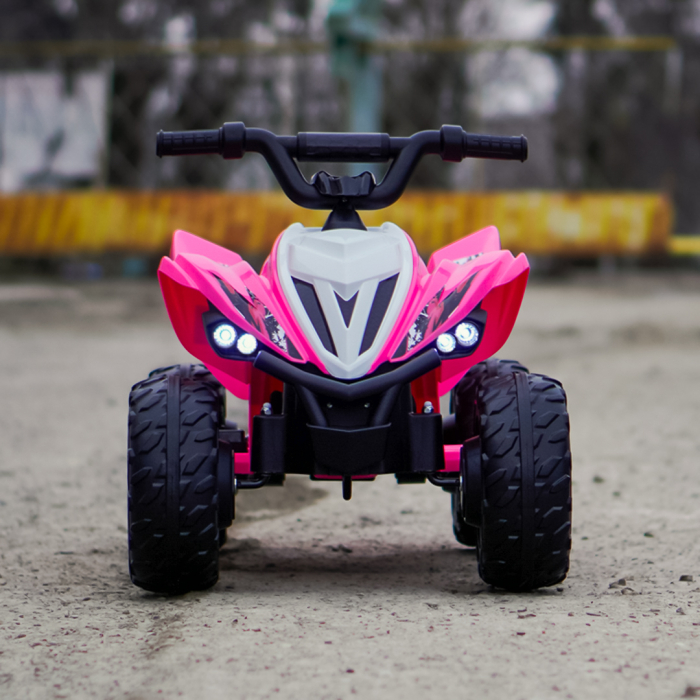 ATV electric pentru fetite, Kinderplay Raptor, 80W, 12V, roti moi, telecomanda inclusa, roz [3]