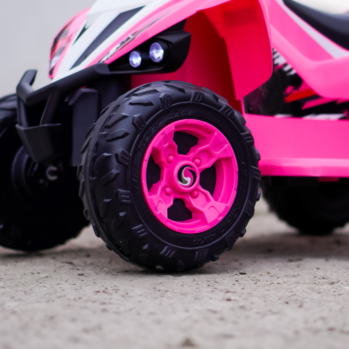 ATV electric pentru fetite, Kinderplay Raptor, 80W, 12V, roti moi, telecomanda inclusa, roz [12]