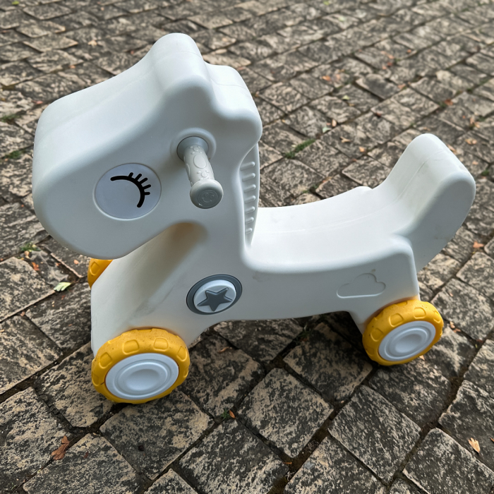 Balansoar si premergator Kinderplay tip calut, pentru copii 1 si 4 ani, sunete interactive, ergonomic, gri [9]