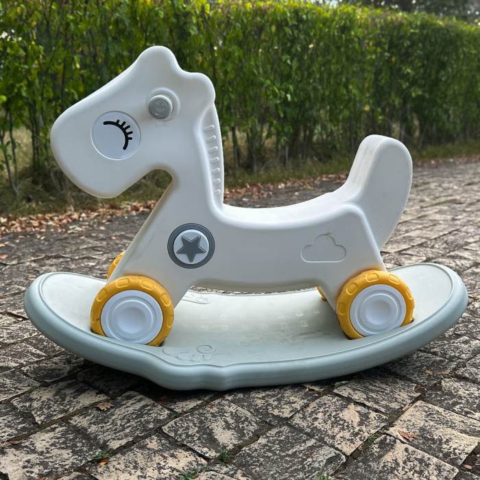 Balansoar si premergator Kinderplay tip calut, pentru copii 1 si 4 ani, sunete interactive, ergonomic, gri [11]