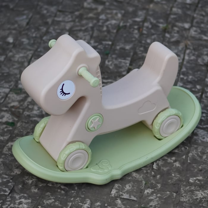 Balansoar si premergator Kinderplay tip calut, pentru copii 1 si 4 ani, sunete interactive, ergonomic, verde [8]