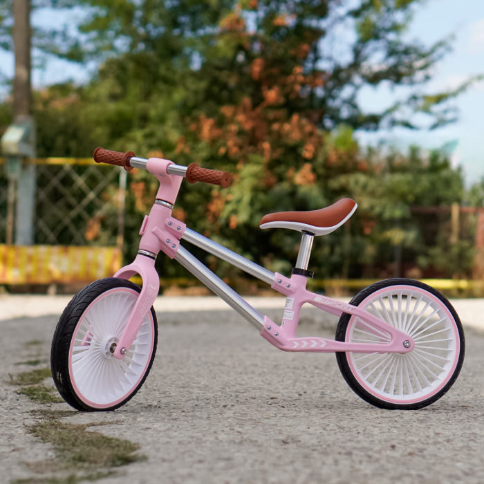 Bicicleta de echilibru pentru copii Kinderplay Explorer Bike, 2-5 ani, roti moi din spuma 12inch, roz [3]