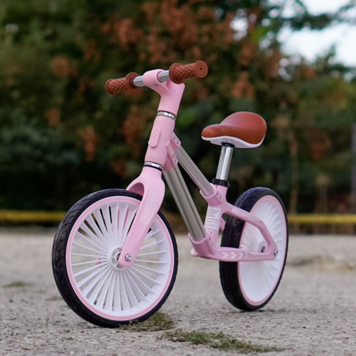 Bicicleta de echilibru pentru copii Kinderplay Explorer Bike, 2-5 ani, roti moi din spuma 12inch, roz [5]