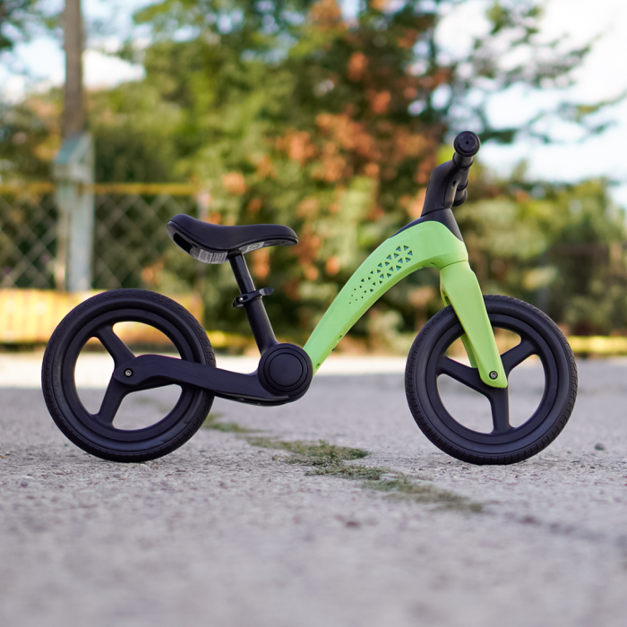 Bicicleta fara pedale pentru copii, Kinderplay Balance Bike, cu lumini LED pliabila, roti gonflabile 12 inch, verde [4]