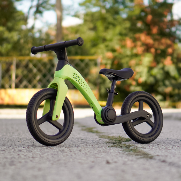 Bicicleta fara pedale pentru copii, Kinderplay Balance Bike, cu lumini LED pliabila, roti gonflabile 12 inch, verde [2]