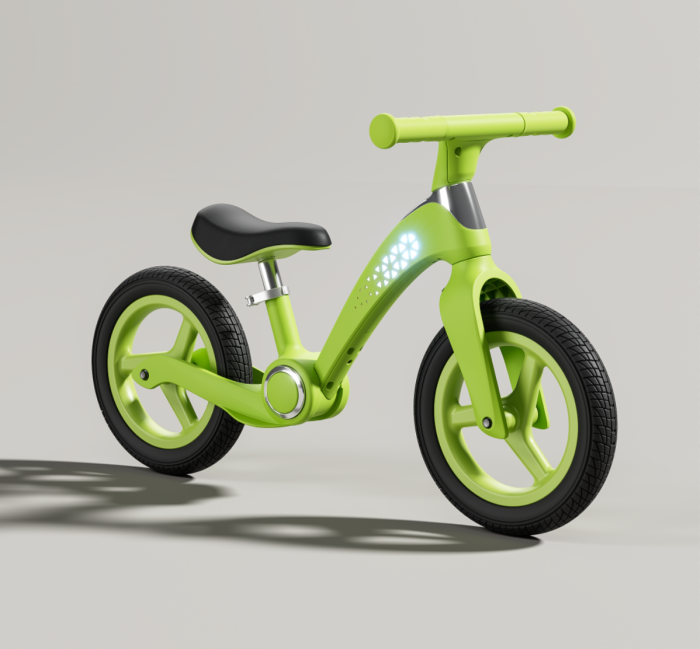 Bicicleta fara pedale pentru copii, Kinderplay Balance Bike, cu lumini LED pliabila, roti gonflabile 12 inch, verde [9]