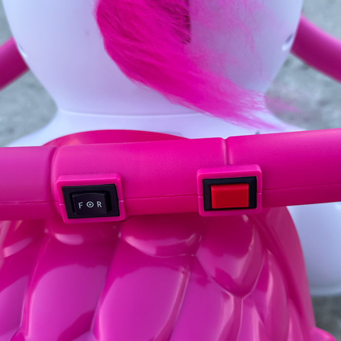 Calut electric interactiv cu roti, Kindeplay Unicorn, pentru copii 3-4 ani, 70W, 12V, roz [10]