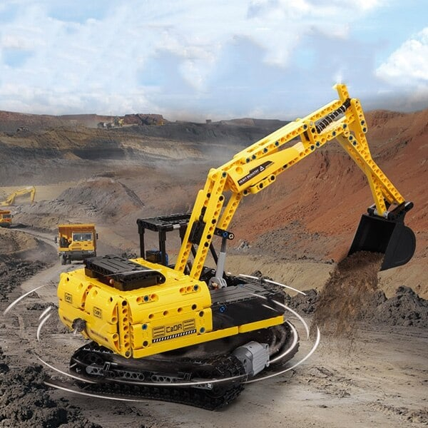 Excavator cu telecomandă CADA, set construcție 544 de piese, funcții mecanice mobile, 400mAh, pentru copii 6-12 ani [9]