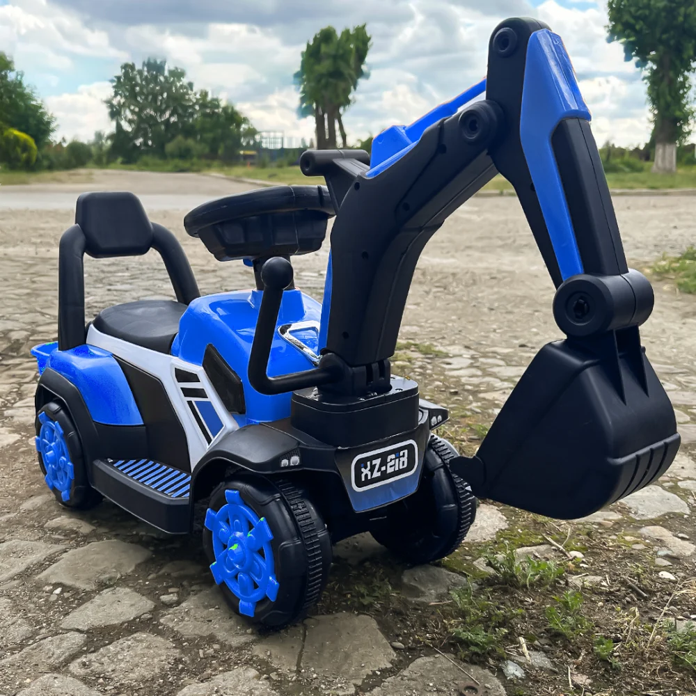 Excavator pentru copii Kinderplay, tip premergator, 18-36 luni, incarcator manual, echipare standard, albastru [2]