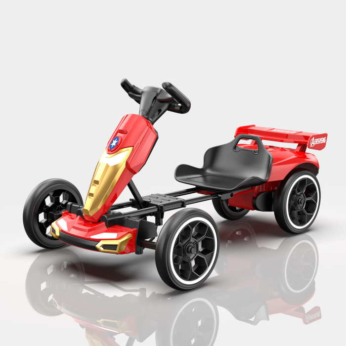 Go-Kart electric Kinderplay Hero, copii 3-7 ani, 70W, 12V, cu roti moi si telecomanda inclusa, rosu [2]