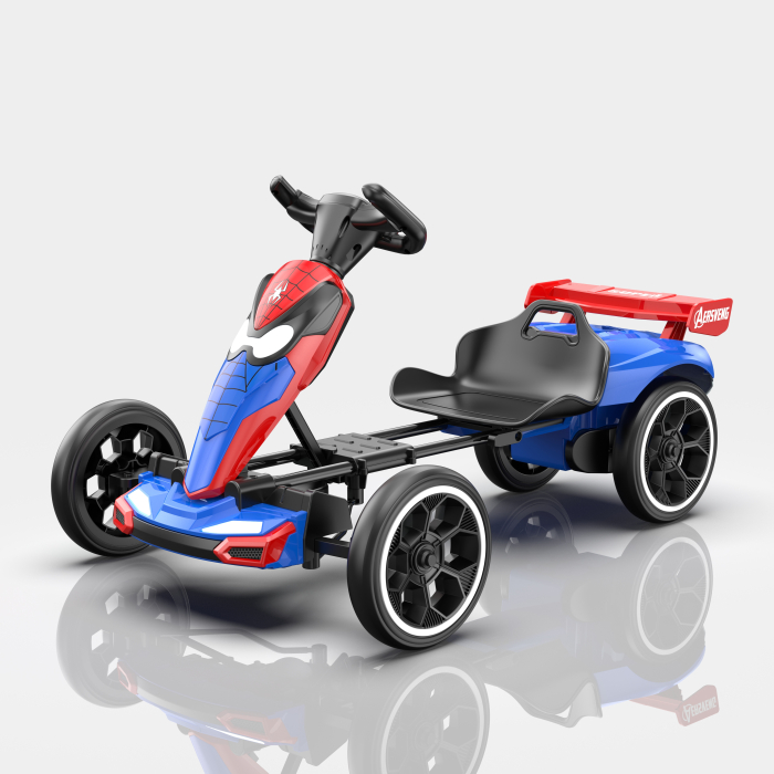 Kart electric Kinderplay Spider, pentru copii 3-7 ani, 70W, 12V, cu roti moi si telecomanda inclusa, albastru [2]