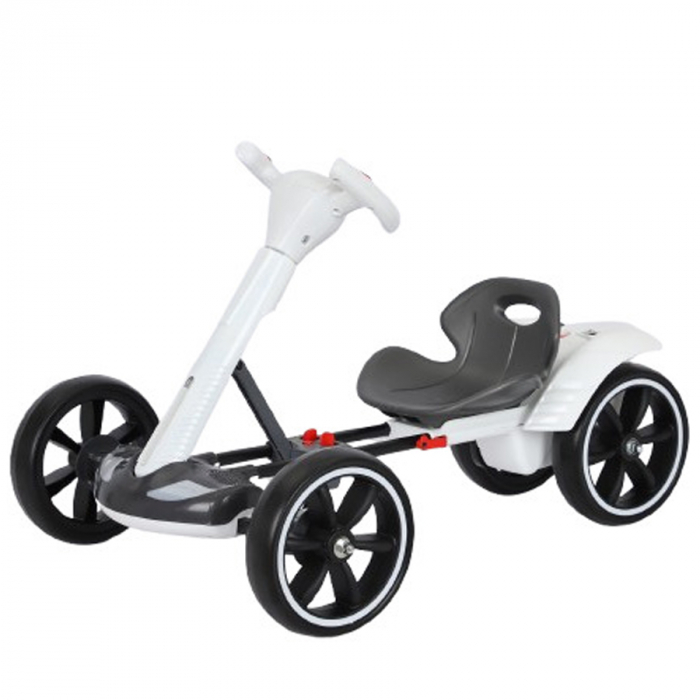 Go Kart electric pentru copii 3 - 7 ani, 12V, putere 45W, telecomanda control parental, bluetooth, pliabil, alb