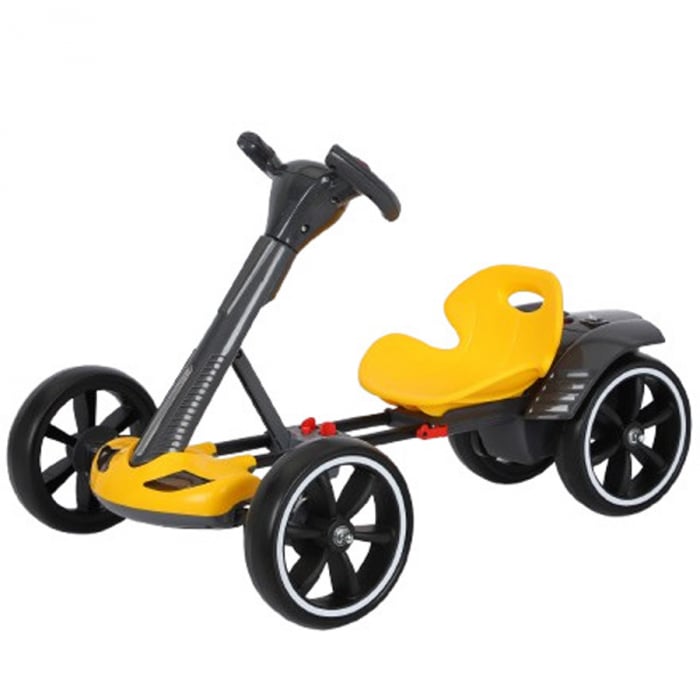 Go Kart electric pentru copii 3 - 7 ani, 12V, putere 45W, telecomanda control parental, bluetooth, pliabil, galben