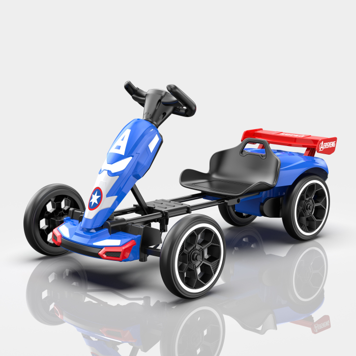 Go Kart pentru copii,  Kinderplay Patriot, 70W 12V, cu roti moi si telecomanda inclusa, albastru [2]