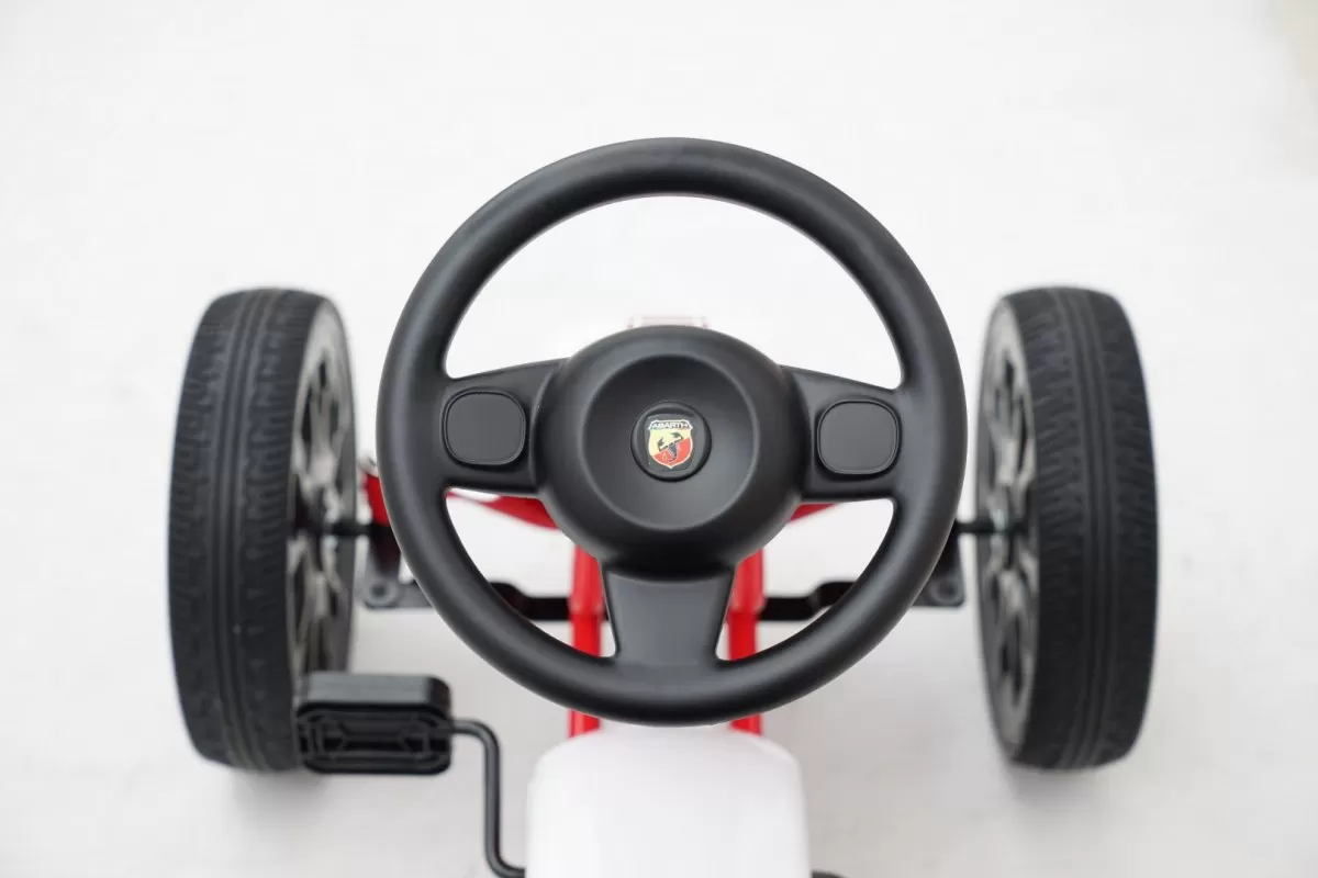 Kart cu pedale Fiat Abarth, pentru copii 3-9 ani, cu roti moi si design sport, culoare alba [7]