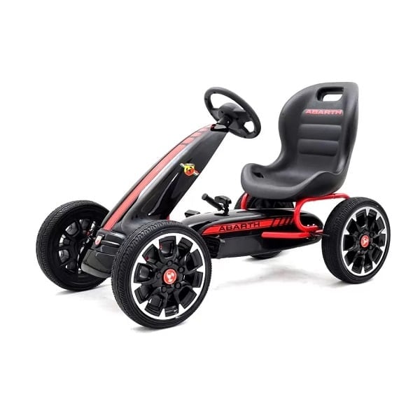 Kart cu pedale Fiat Abarth, pentru copii 3-9 ani, cu roti moi si design sport, culoare negru