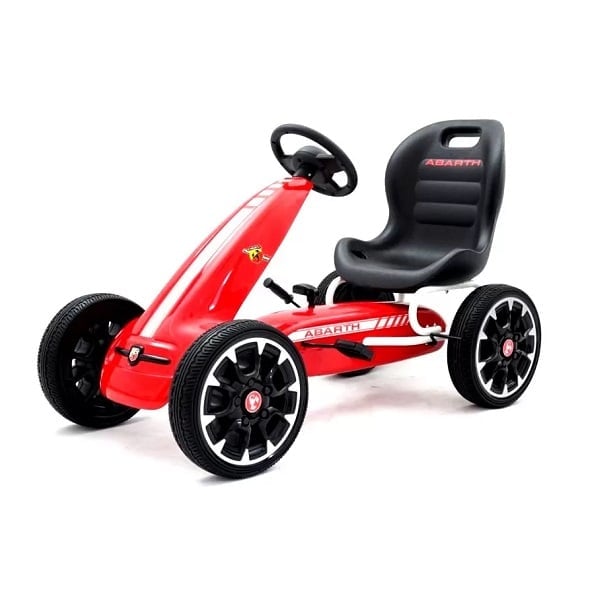 Kart cu pedale Fiat Abarth, pentru copii 3-9 ani, cu roti moi si design sport, rosu
