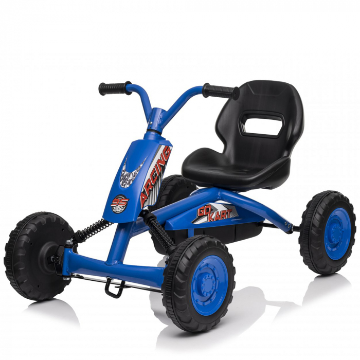 Kart cu pedale, Kinderplay ArcSpring, pentru copii intre 2 si 6 ani, amortizoare, albastru [1]