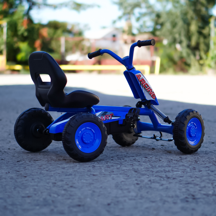 Kart cu pedale, Kinderplay ArcSpring, pentru copii intre 2 si 6 ani, amortizoare, albastru [6]