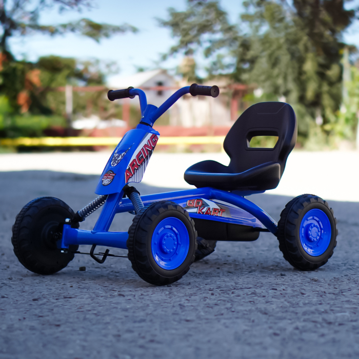 Kart cu pedale, Kinderplay ArcSpring, pentru copii intre 2 si 6 ani, amortizoare, albastru [3]