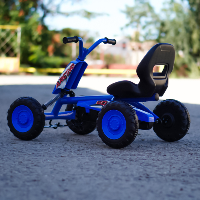Kart cu pedale, Kinderplay ArcSpring, pentru copii intre 2 si 6 ani, amortizoare, albastru [5]