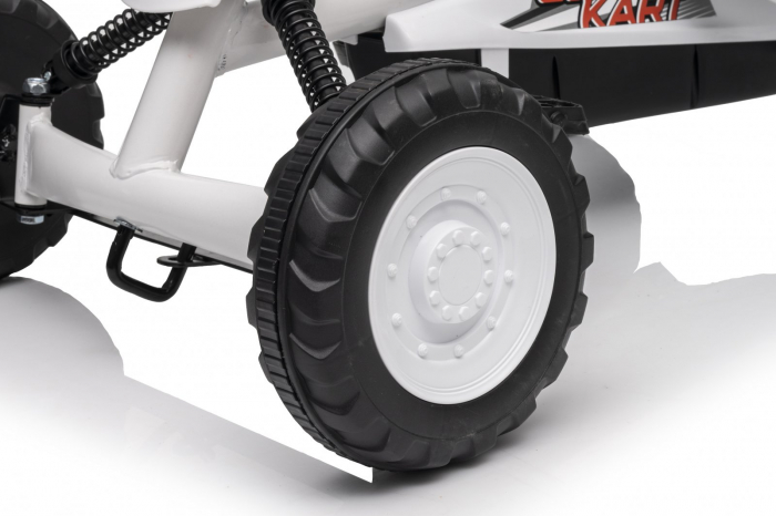 Kart cu pedale, pentru copii 2-6 ani, Kinderplay ArcSpring, cadru metal, amortizoare, alb [5]