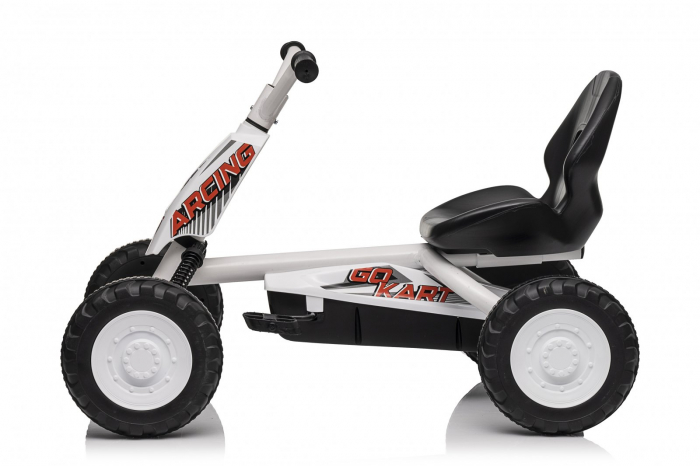 Kart cu pedale, pentru copii 2-6 ani, Kinderplay ArcSpring, cadru metal, amortizoare, alb [3]