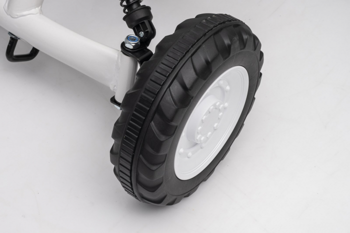 Kart cu pedale, pentru copii 2-6 ani, Kinderplay ArcSpring, cadru metal, amortizoare, alb [10]
