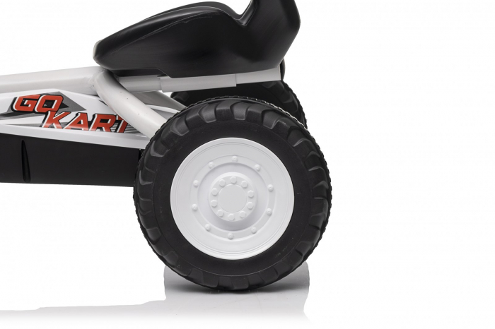 Kart cu pedale, pentru copii 2-6 ani, Kinderplay ArcSpring, cadru metal, amortizoare, alb [4]