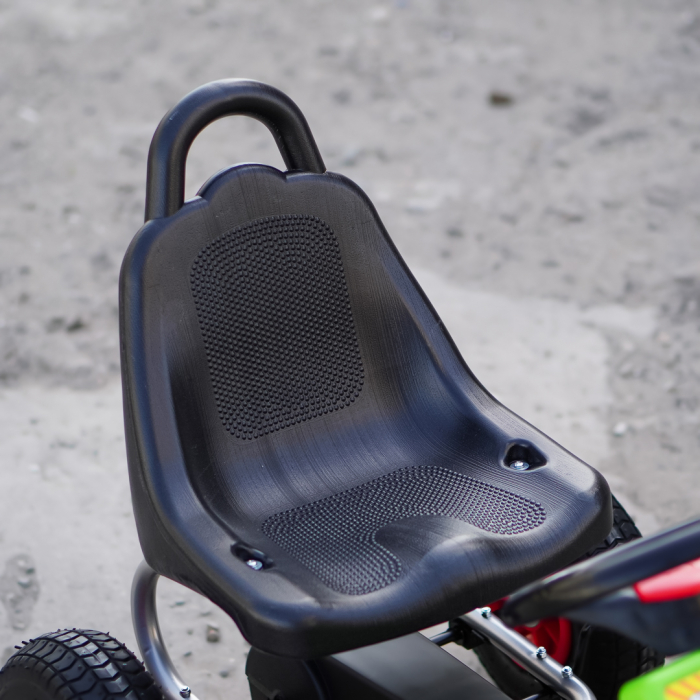 Kart cu pedale pentru copii 3-6 ani, Kinderplay A-05-1, transmisie pe lant, roti gonflabile, verde [12]
