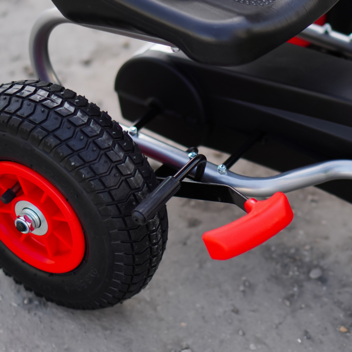 Kart cu pedale pentru copii 3-6 ani, Kinderplay A-05-1, transmisie pe lant, roti gonflabile, verde [13]