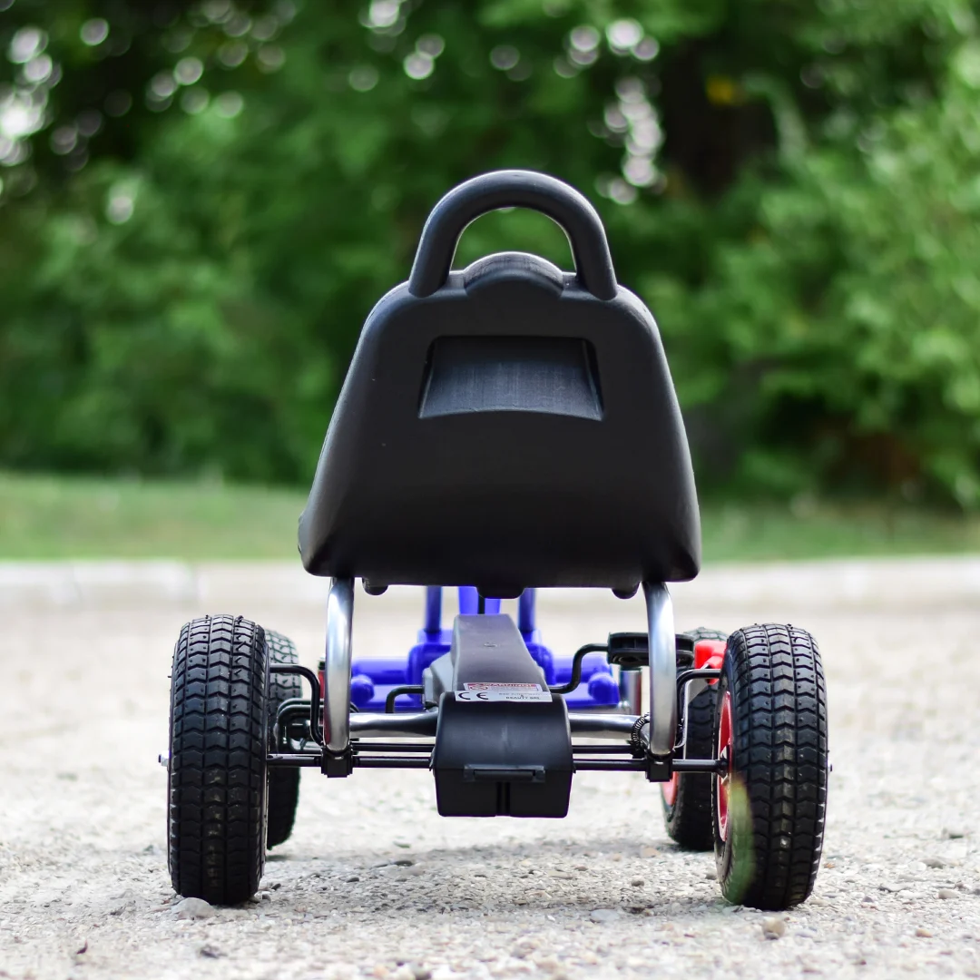 Kart cu pedale pentru copii Kinderplay A-05-1, transmisie pe lant, roti gonflabile, albastru [11]