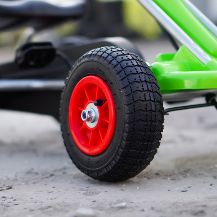 Kart cu pedale pentru copii 3-6 ani, Kinderplay A-05-1, transmisie pe lant, roti gonflabile, verde [11]