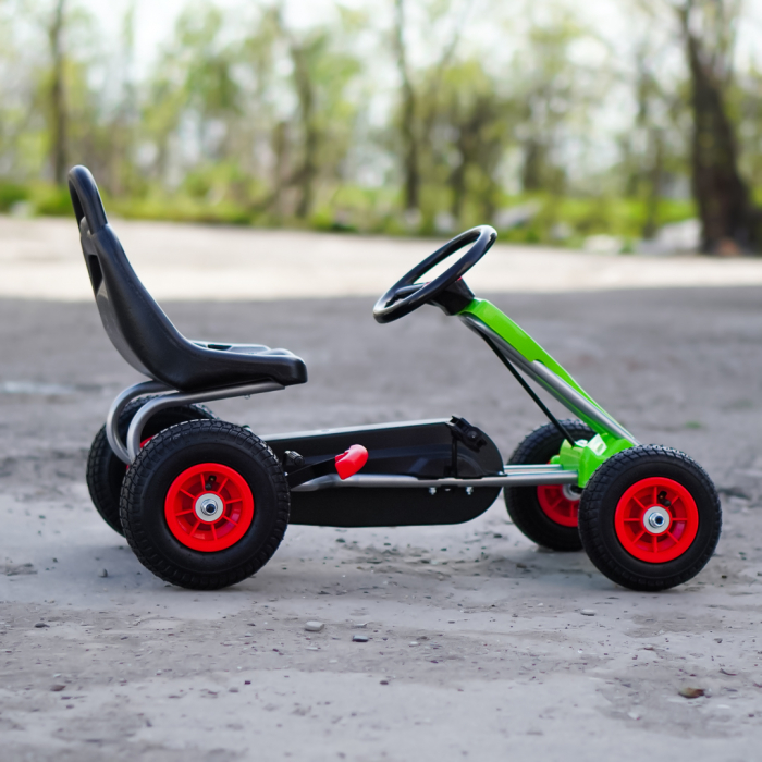 Kart cu pedale pentru copii 3-6 ani, Kinderplay A-05-1, transmisie pe lant, roti gonflabile, verde [5]